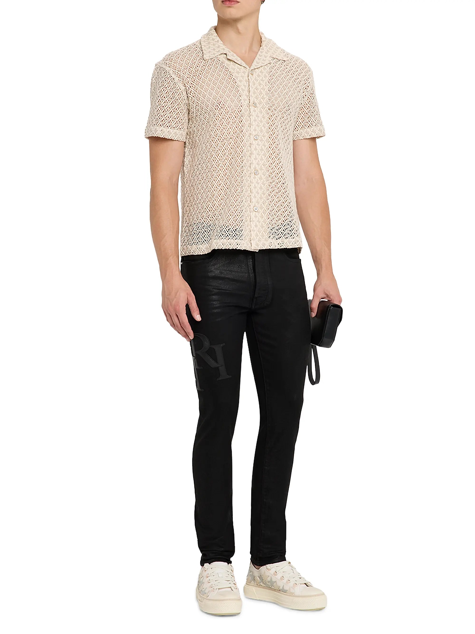 Amiri Jeans Staggered Logo Waxed Skinny