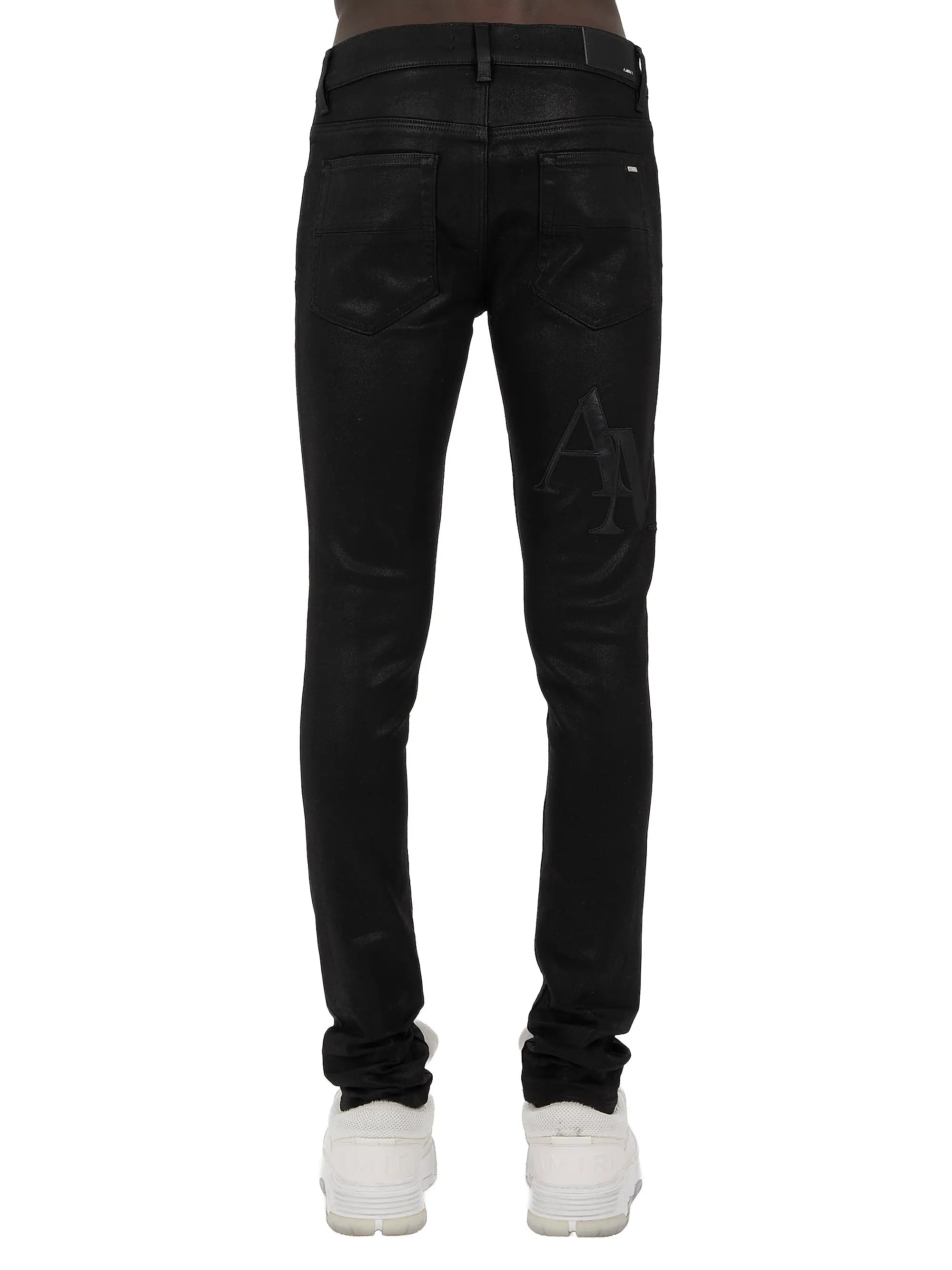 Amiri Jeans Staggered Logo Waxed Skinny