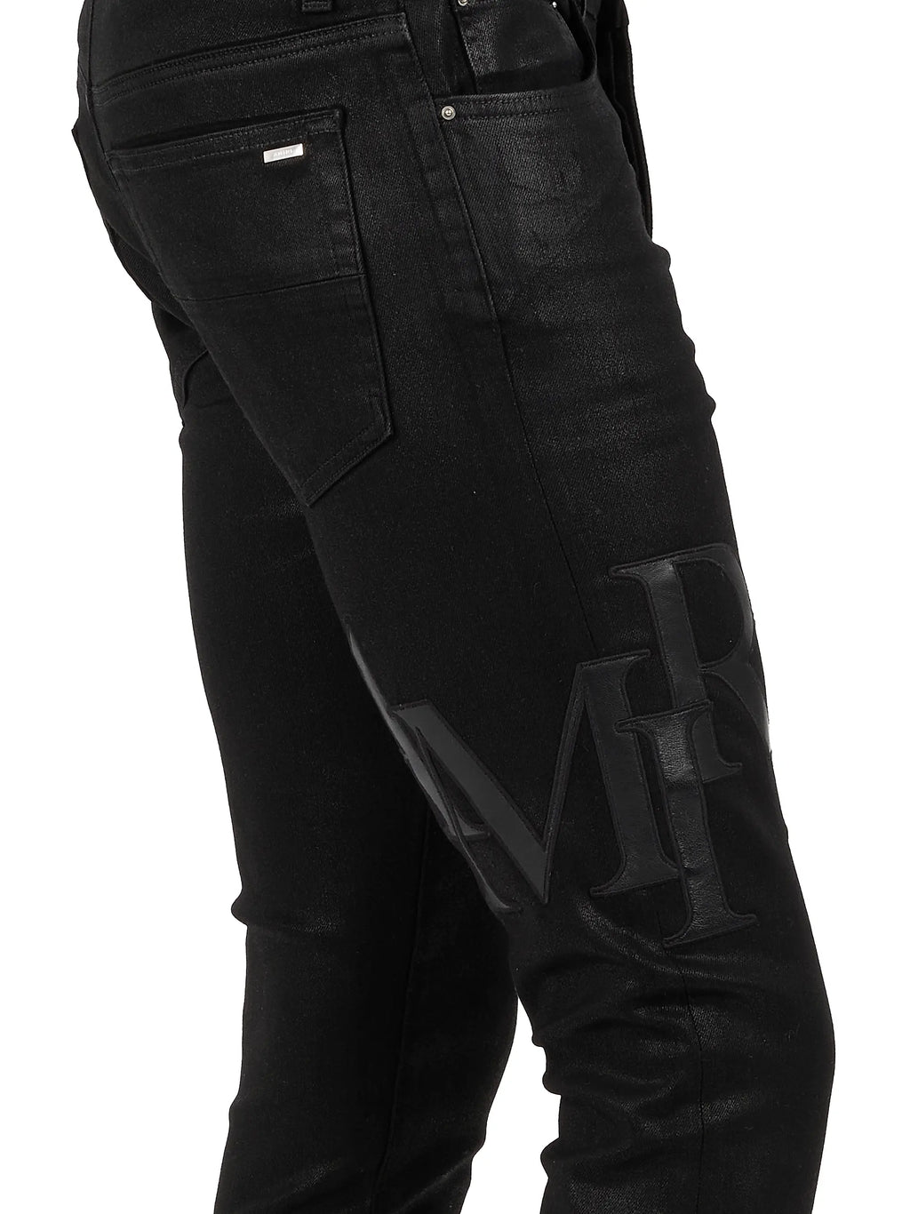Amiri Jeans Staggered Logo Waxed Skinny